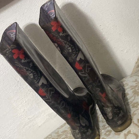 2PAIR=EUC Coach poppy rain boots size 8+COACH🩴Sandals✨Clear Sparkle - Picture 5 of 16